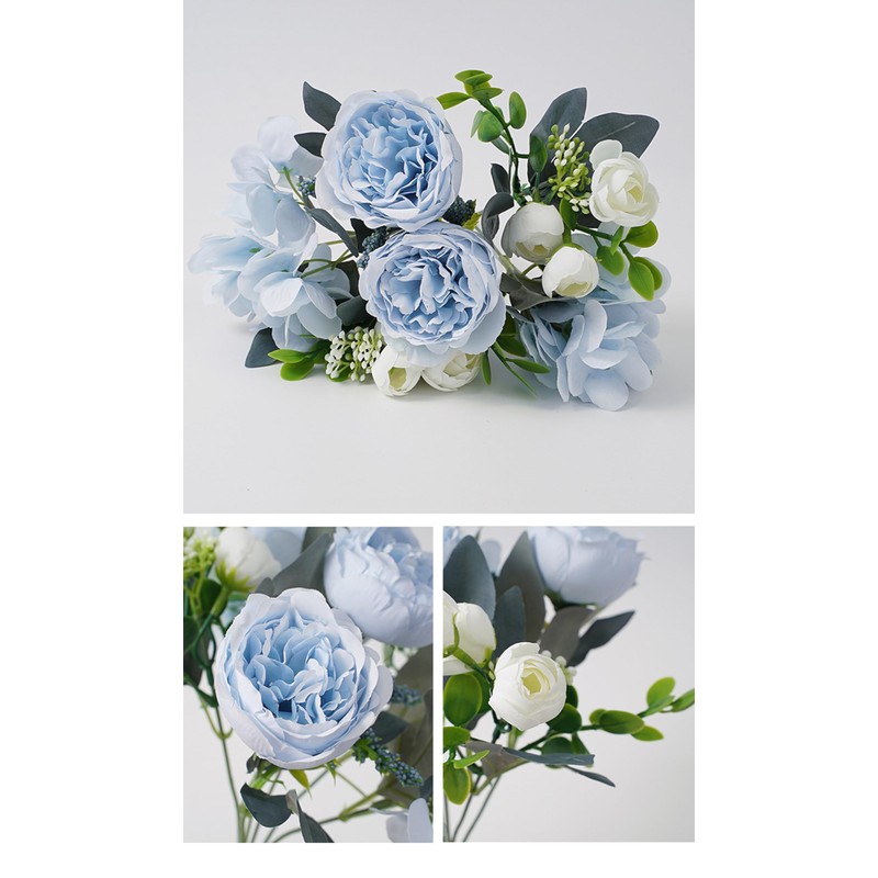 4 Pack Artificial Peony Silk Flower Hydrangea Fake Bouquet Elegant