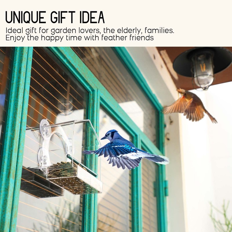 Mrcrafts Window Bird Feeder for Outside with Strong Suction Cups,