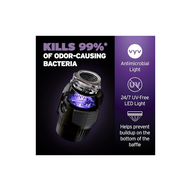 INSINKERATOR LEDefense Garbage Disposal Flange, Antimicrobial LED Accessory for INSINKERATOR