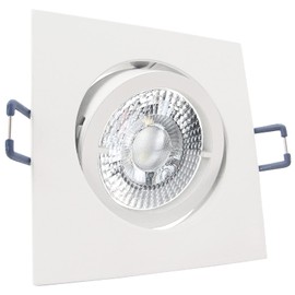 trendlights24 Carree Recessed Ceiling Spotlight Square Set of 5 Ultra Flat 35 mm 230 V LED 5 W Neutral White 4000 K 50° White Recessed Light Swivelling