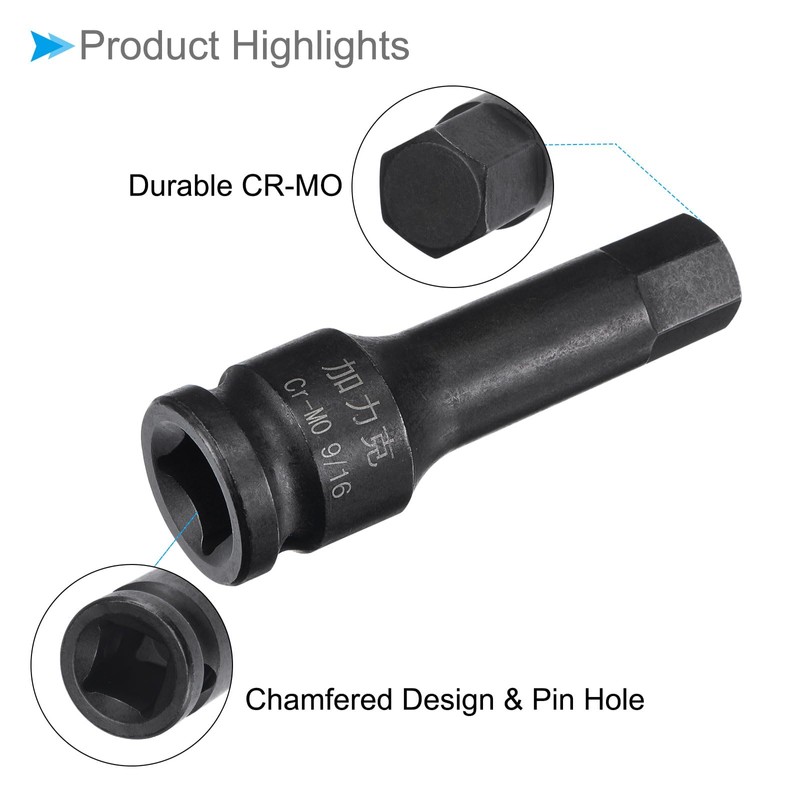 CoCud Impact Hex Bit Socket, 9/16" Hex Bit 1/2" Square