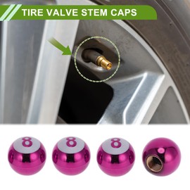HOPESPANNER Tire Valve Stem Caps Decorative Rose Red Number 8 Pattern Tyre Valve Dust Covers 7x19mm Plastic Copper 4 Pcs