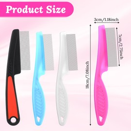 4 Pcs Dandruff Comb Psoriasis Comb Stainless Steel Fine Tooth Comb For Dandruff Metal Lice Comb Professional Fine Tooth Dandruff Comb Remover Grooming Tool For Kid Adult Blue Black White Pink