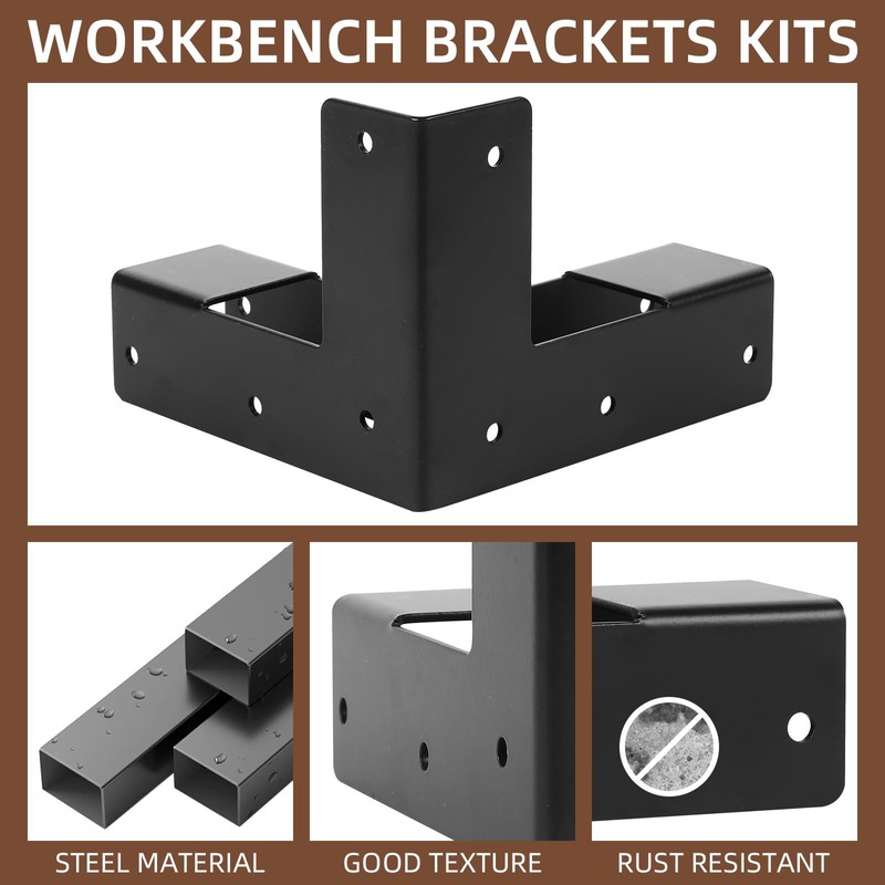 Rasugarlary Work Bench Brackets, 2 x 4 Steel Corner Brackets