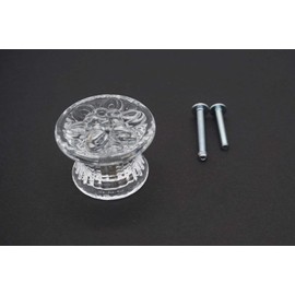 1-3/4" Empire Clear Pressed Glass Drawer Knob Pull Handle Antique Cabinet - Vintage Cupboard Clear Glass Cabinet Knob - Glass Furniture Knob