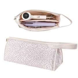 RSRSLEII Large Quilted Hair Tools Travel Bag,Aesthetic Hair Styling Accessories Storage Case for Flat Irons,Straightener,Curling Iron,Hair Dryer,Dyson Airwrap Travle Bag（06Small Pink Flower）