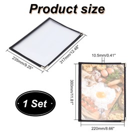 AHANDMAKER 8.27 x 11.69 inch holder for restaurant menu sleeves, 4 page 8 menu cover displays, transparent menu folder, suitable for A4 paper, menu book holder for hotels, bars, cafes