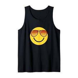 Emoticon Smiling Face With Flames Sunglasses Tank Top