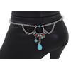 Women Western Jewelry Boot Bracelet Turquoise Blue Beads Charm Silver