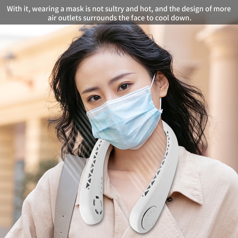 Hanging Neck Fan Mini Air Cooler Portable USB Rechargeable 3‑Gear
