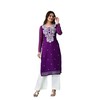 Estationeryhouse Women's Georgette Lucknowi chikankari kurti, Rose Design with Heavy