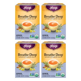 Yogi Tea Breathe Deep Tea - 16 Tea Bags per Pack (4 Packs) - Organic Respiratory Tea - Supports Respiratory Health - Includes Licorice Root, Eucalyptus Leaf, Ginger Root & Cinnamon Bark