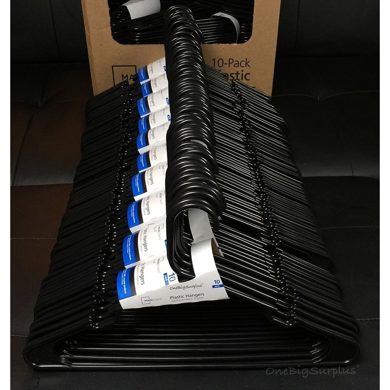 Lot 100 Mainstays Plastic Tubular Slotted Black Adult Clothing Clothes