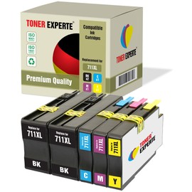 TONER EXPERTE 5 XL Printer Cartridges Compatible with 711XL 711 XL DesignJet T120, T520 (2 Black, Cyan, Magenta, Yellow)
