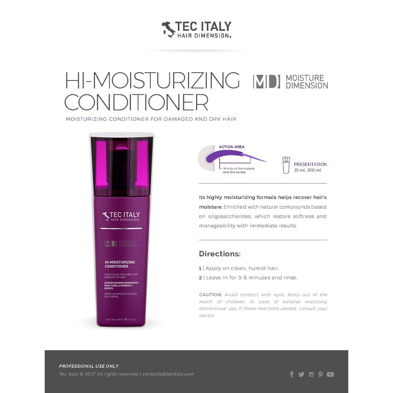 Tec Italy Hi Moisturizing Rehydrating Shampoo + Conditioner for Damaged