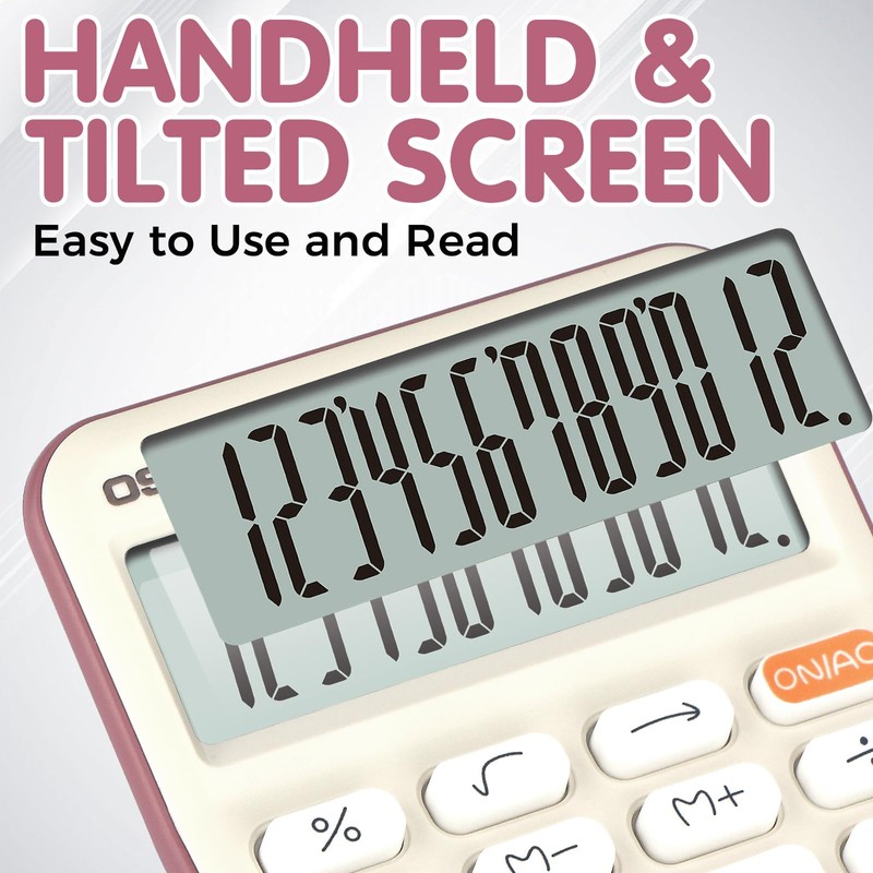 Pendancy Cute Compact Desk Calculator, 12-Digit LCD Display, Basic Functions,
