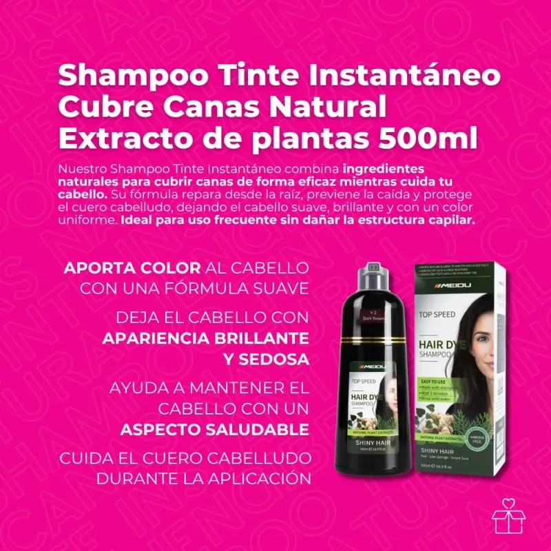 Shampoo Tinte Instantáneo Cubre Canas Natural Jengibre 500ml