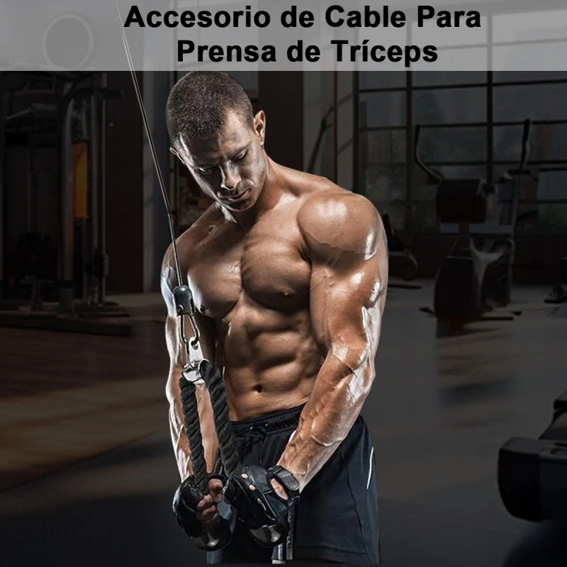 7 Agarradera Maneral Recta V Doble D Trícep Cuerda Gimnasio