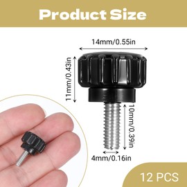 20 Pcs Thumb Screws, M4 x 10 mm Threaded Knurled Thumbscrew Monitor Screws Black Round Clamping Screw Thumb Screw for Knobs Grips Machinery Latche