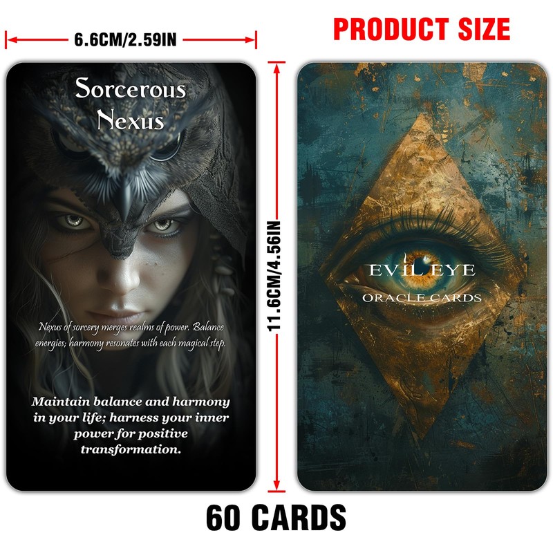 ZZBUY Evil Eye Oracle Cards, 60 Oracle Deck with Meanings
