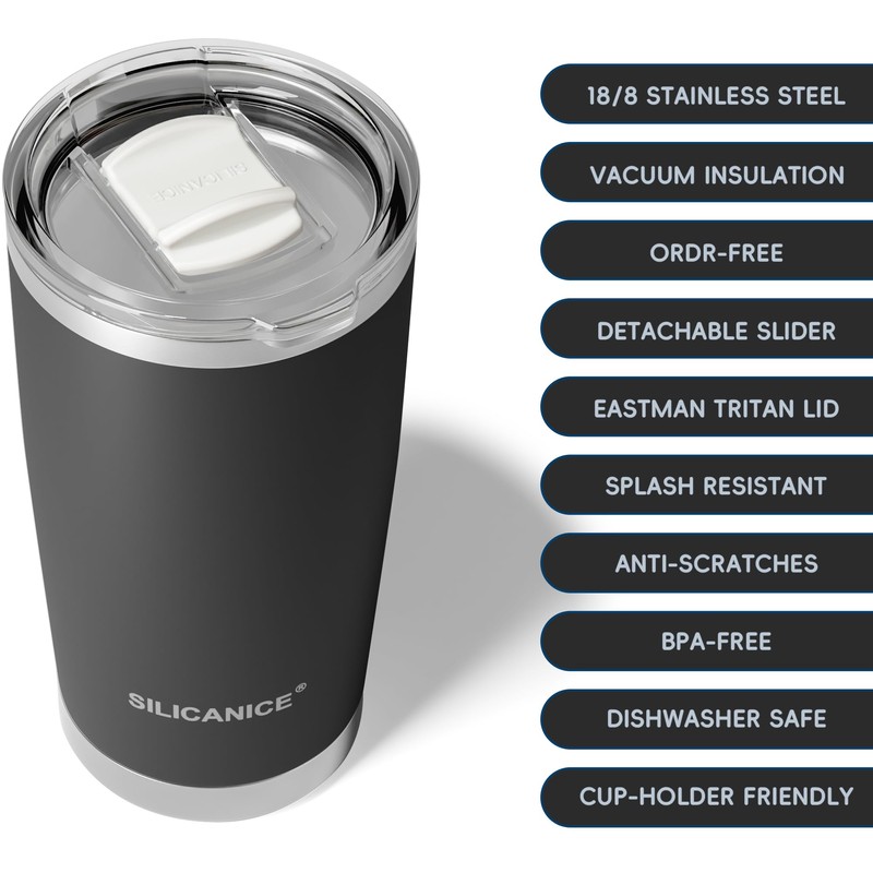 20oz Insulated Tumbler - Coffee Cup With Splash Resistant Detachable