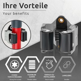 ECENCE 8x Broom Holder Wall, Tool Holder, Garden Tool Holder, Broom Holder, Spring Steel, Wall Mount for Mop, Shovel, Tools, Grey