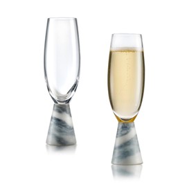 Qualia Glass Marble Flute Set Of 2 Clear