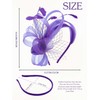 IYOU Feather Wedding Fascinators Headband Purple Flower Tulle Hair Bands