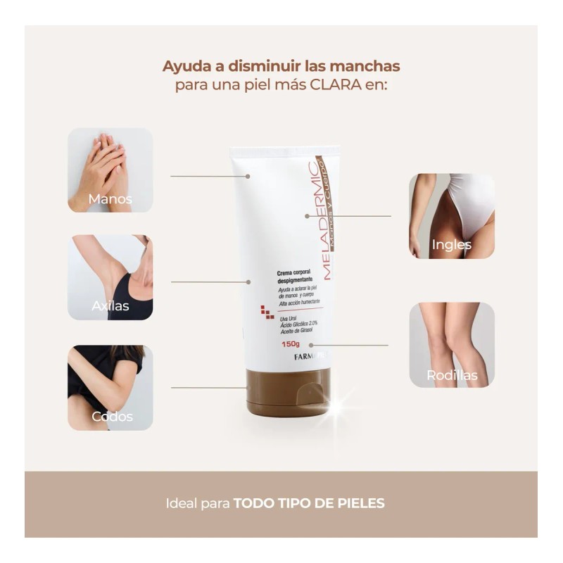 Crema Despigmentante Para Manos Y Cuerpo Meladermic 150 G