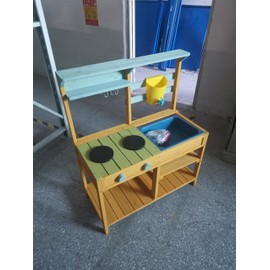 Mud Kitchen for Kids, Outdoor Play Kitchen Set for Toddler with Removable Sink & Faucet, Water Box, Stove Top, Storage Shelves,Toy Kitchen Set Gift for Girls & Boys Age 3+