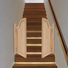 Undercat Swinging Door, Wood Cafe Doors, Auto Close Interior Saloon Door with 4 Hinges, for Hallway Porch Kitchen Bar Stairs Entrance, 39.37 * 35.43 in, Log Color