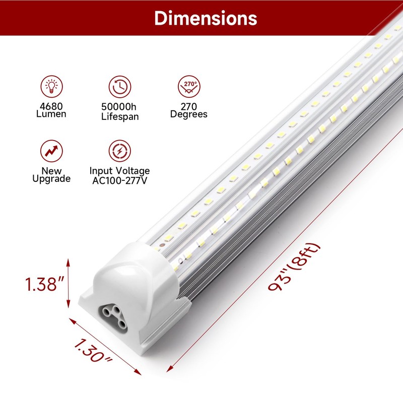 Kihung 3FT LED Shop Light Fixture,Upgrade V Shape T8 Tube