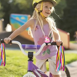 1 Pack Pink Unicorn Bike Bell and 2PCS Kids Bike Streamers for Children's Bike Accessories,Kids Bike Bell and 10" Kid's Rainbow Bike Tassel Ribbons
