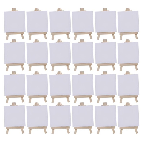 STOBOK 12pcs Mini Canvas Art Boards with Easel White Artist Painting Boards for Craft Painting Drawing Artist