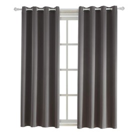 BEGOODTEX Inherent Flame Fire Retardant Blackout Curtains, Grey, 52W by 63L inch, 1 Panel for Meeting Room Kitchen