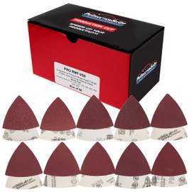 ProductionShop Premium Triangle Mouse Detail Sander Sandpaper Sheets, 50 Disc Variety Pack, Grits 40, 80, 100, 120, 180, 220, 320, 400, 600, 800 - Hook & Loop Disc Pads - Woodworking Furniture, Paint
