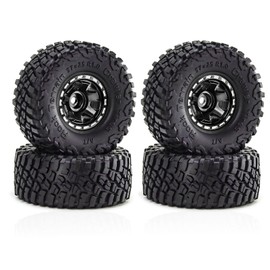 1.0 Beadlock Wheels and Tires Crawler Wheel Set for RC 1/24 Axial SCX24 Gladiator Bronco C10 Deadbolt AX24 FCX24 1/18 TRX4M Upgrade Parts (Style 1)