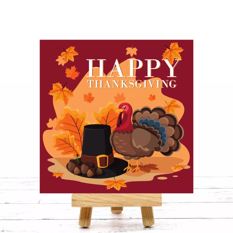 What A Mesh By Diana Happy Thanksgiving Turkey with Pilgrim