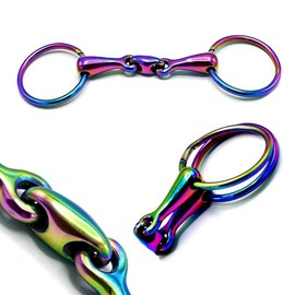 WellnessD'Light - Rainbow Mutli Color Horse Bit Loose Ring Lozenge Fat Link Stainless Steel Snaffle Equestrian Tack Shows BT-0105