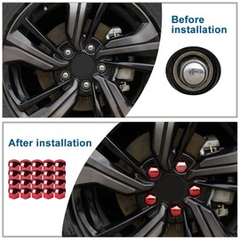 Blueshyhall 21mm Wheel Lug Nut Cover Bolt Caps Anti-Rust Car Tire Nut Cover with Removal Tool (Pack of 20) - Chrome Red