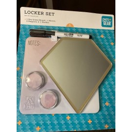 Pen & Gear 5 Piece Locker Set W/Mirror, Dry Erase Board 2 Magnets & Marker BNIP!