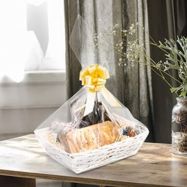 White Wicker Basket For Hampers Make You Own Gift Hamper Kit Birthday Christening Newborn Wedding Christmas Gifts Hampers (Beige Gift Packaging Kit)