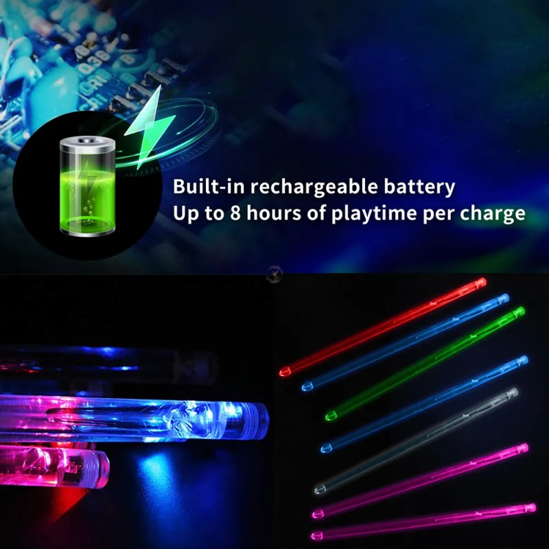 Baqueta Para Tambor Percusion Baqueta 5a Luz Led Bateria,usb Mix