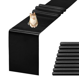JEVIX 10 Pack Satin Table Runner 12 X 108 Inch Silk Table Runner for Party,Wedding, Birthday, Banquets,Decoration(Black)