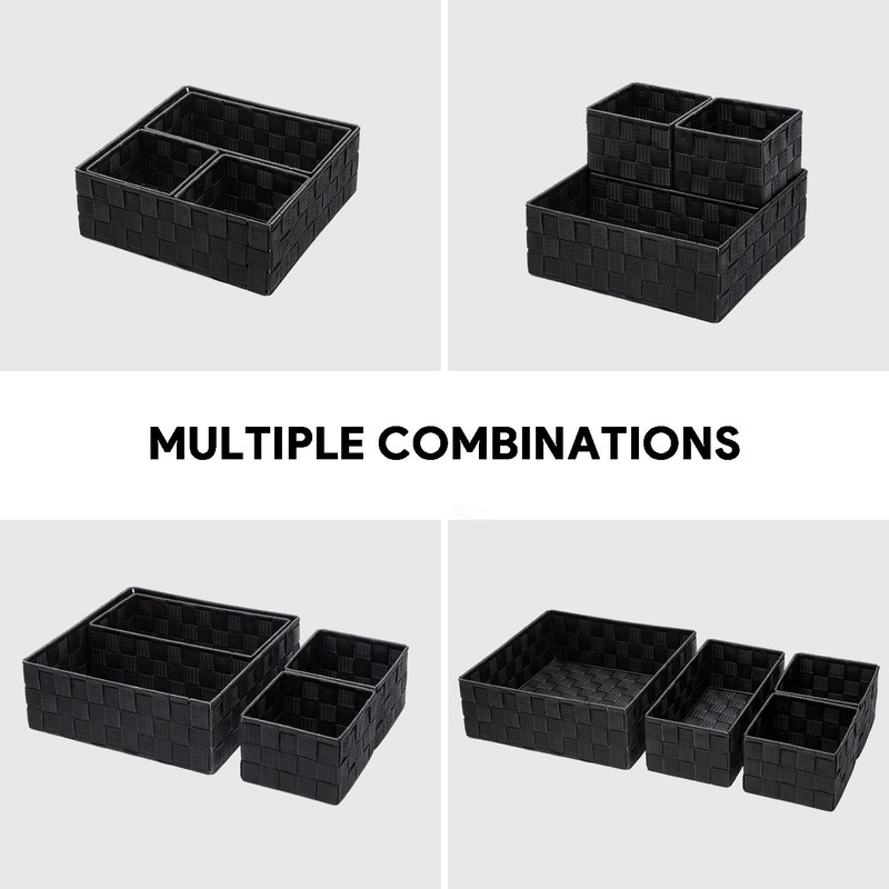 Posprica Woven Storage Baskets for Organizing, Small Black Baskets Cube