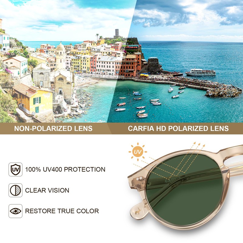 CARFIA Acetate Mens Sunglasses Polarized UV Protection Safety Glasses for