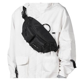 Fanny Pack for Women Men Crossbody Waist Pack Bag with 6-Zipper Pocket Adjustable Strap Black Fanny Packs for Outdoor Travel Sports Hiking Running