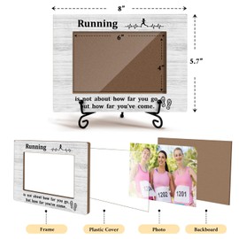 GOODBANER Running Race Picture Frame, Marathon Half Marathon Runners Gifts for Women, Cross Country Running Gift for Women Runner Female Table Decor Running Photo Frame 4x6 Photo /01