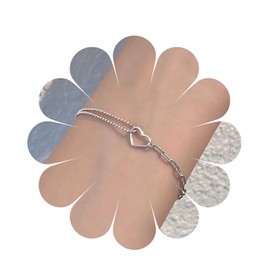 Aneneiceera Silver Beads Hand Chain Love Bracelet Adjustable Silver Paper Clip Chain Bracelet Thin Minimalist Hand Chain Sparkling Wedding Bracelet Jewellery for Women and Girls Gifts, Metal