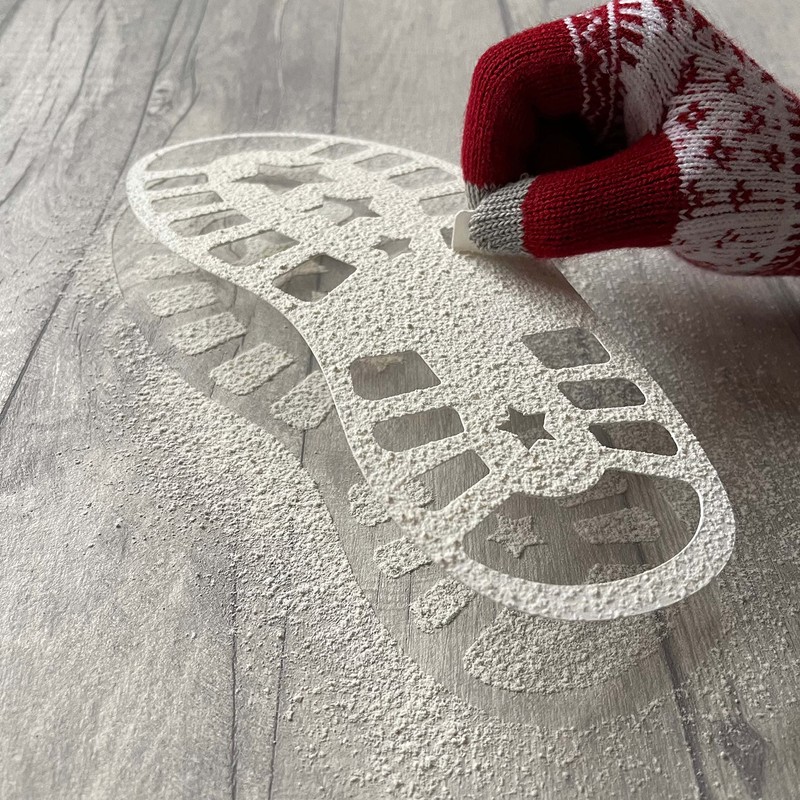 2 Pack Santa Footprint Stencils - Durable Reusable Plastic for